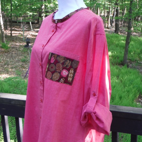 Elegant Chocolates on Long Organic Pink 2X Top - Picture 3 of 6